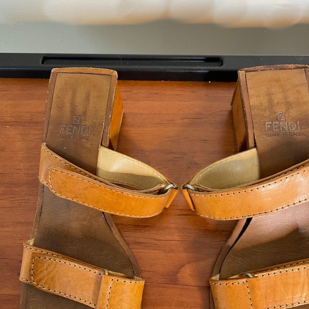 Fendi Brown Women 8M Leather Sandals